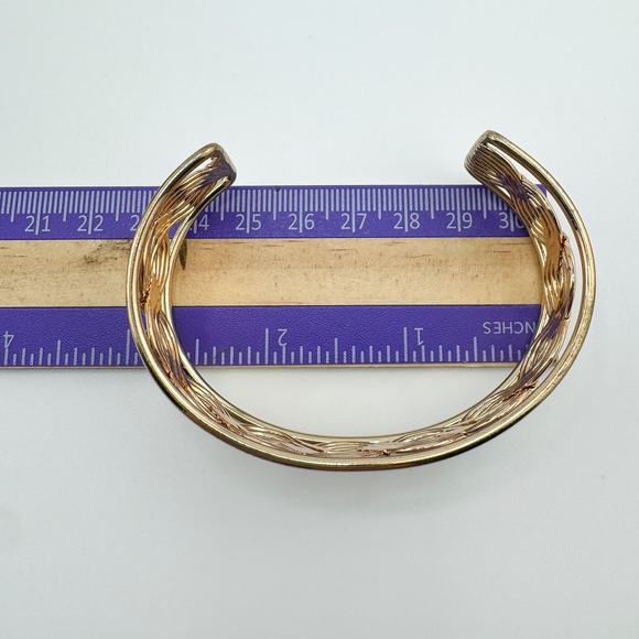 Vintage Swirl Cuff Bracelet Minimalist Modern Weave Coquette Whimsy Retro - Picture 9 of 10